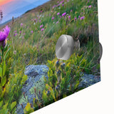 Large abstract wall art of a Bulgarian landscape in muted earth tones on acrylic glass, ideal for dining room ambiance.