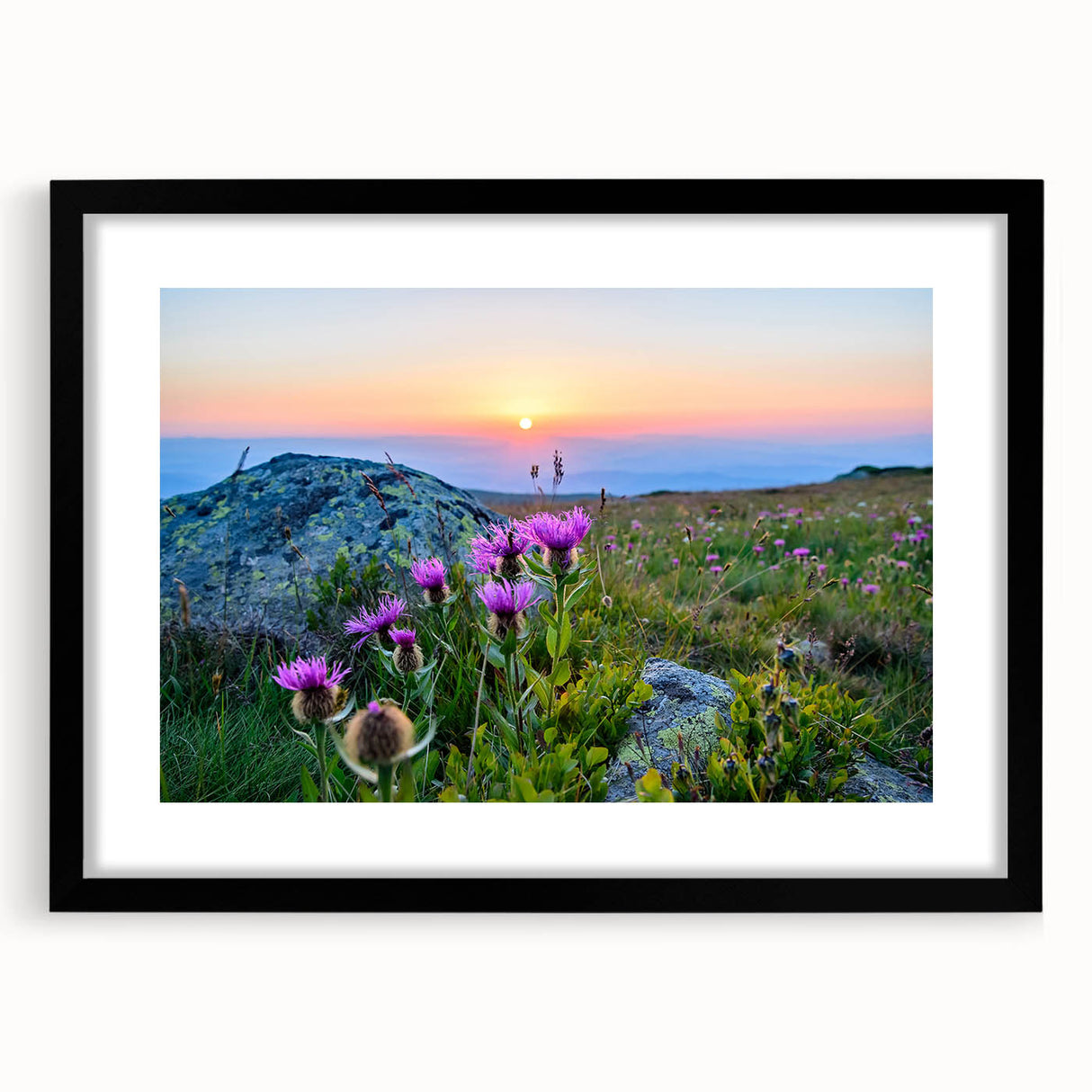 Extra large abstract art print of a vibrant, textured European scenery on a framed canvas, ideal for living room decor.