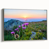 Framed canvas landscape art painting of a European scenery in Bulgaria, featuring colorful art in a vintage style.