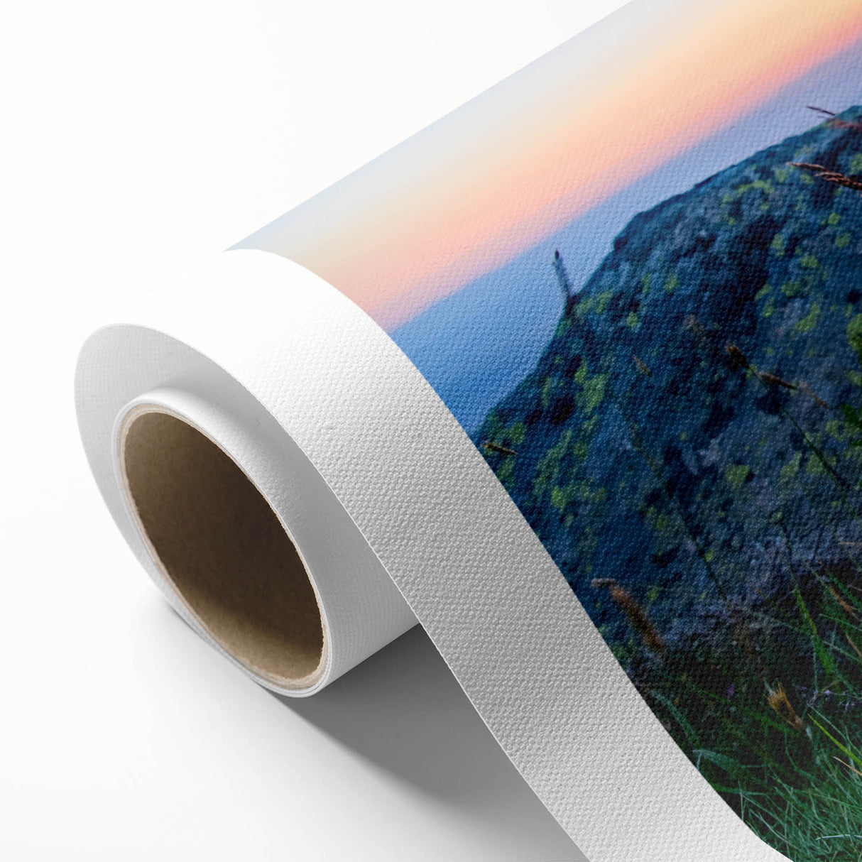 Art deco poster of a serene Bulgarian landscape in soft pastel shades on rolled canvas, ideal for nursery wall art.