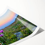 Extra large wall art featuring line art flowers in muted earth tones on a rolled print, ideal for large living room decor.