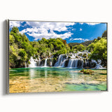 Framed canvas of a Croatian landscape in vibrant colors, ideal for adding a vintage touch to any room.