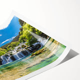 Extra large wall art featuring line art flowers in muted earth tones, printed on rolled canvas.