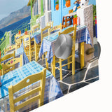 Large abstract wall art featuring a European Cyprus landscape in muted earth tones on acrylic glass.