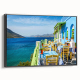 Black and white landscape art of a European scenery on framed canvas, suitable for bedroom decor.