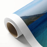 Art deco poster of a Cyprus landscape in pastel shades on rolled canvas, ideal for nursery wall art.