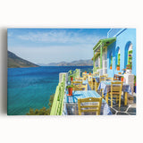 Black and white photograph on stretched canvas of a European cityscape, ideal for kitchen wall art or bedroom ambiance.