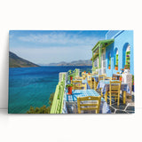 Landscape photograph of Cyprus in black and white on large stretched canvas, suitable for kitchen wall art.