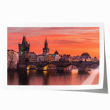 Rolled print of Prague scenery with pastel tones on canvas, ideal for art wall dining room.