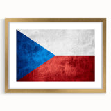 Abstract art print of a Czech Republic landscape in muted earth tones on a framed canvas, suitable for dining room decor.