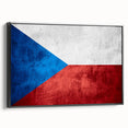 Black and white framed canvas of a Czech Republic landscape, ideal for bedroom wall art.