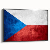 Black and white framed canvas of a Czech Republic landscape, ideal for bedroom wall art.