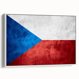 Vintage poster art of a Czech Republic scenery on framed canvas, with colorful art palette, ideal for living room decor.