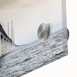 Large abstract wall art of a European Denmark scenery in muted earth tones on acrylic glass.