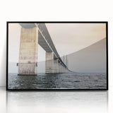 Large abstract wall art of a European scenery in Denmark, featuring muted earth tones on a framed acrylic.