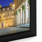 Black wall art depicting the Bath, England skyline on a framed canvas, with vibrant, textured colors.