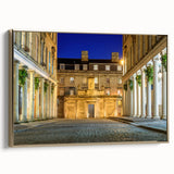 Framed canvas depicting a vintage-style landscape of Bath, England in black and gold tones, ideal for bedroom wall art.