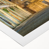 Art deco poster of Bath, England, featuring muted beige and cream tones on rolled canvas, suitable for dining room decor.