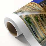 Art deco poster of Bath, England scenery on rolled canvas, featuring muted earth tones.