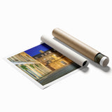 Extra large rolled print of Bath, England with floral accents in soft pastel hues, ideal for classy bathroom wall art.