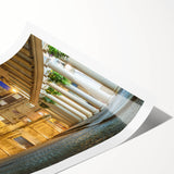 Extra large wall art featuring line art flowers in subtle shades, printed on rolled canvas.