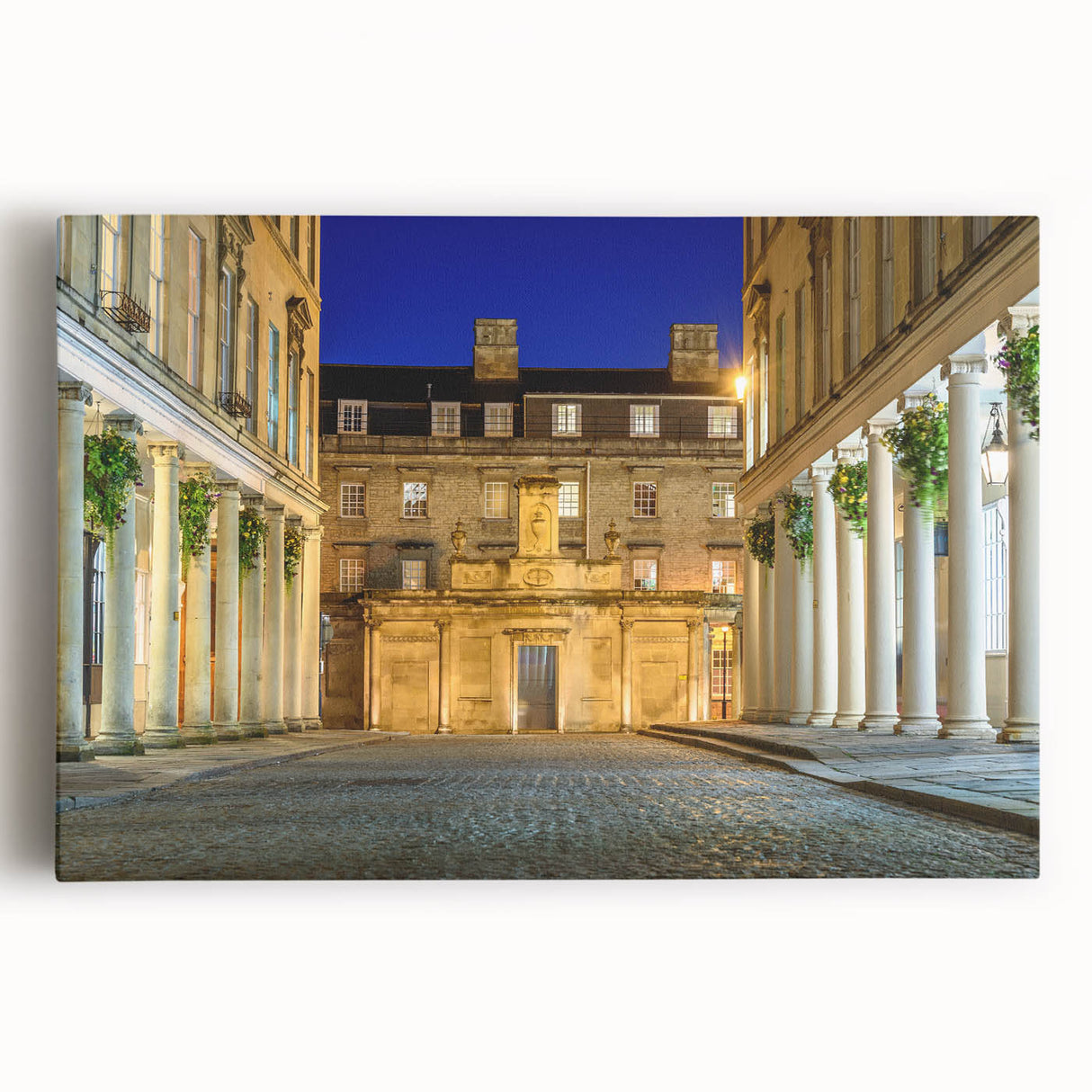 Black and white large art of Bath, England on stretched canvas, ideal for kitchen wall art or bedroom decor.