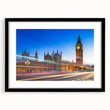 Colorful abstract art print of Big Ben with textured details on a large framed canvas, ideal for living room decor.