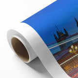 Art Deco poster of Big Ben in muted pastel shades on rolled canvas, ideal for nursery wall art.