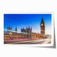 Rolled print depicting Big Ben with floral accents in pastel shades, ideal for dining room wall art.