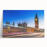 Black and white image of the Big Ben on stretched canvas, suitable as large kitchen wall art.