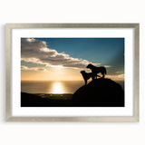 Extra large wall art depicting an abstract Cumbrian landscape in textured gray and blue tones, framed with a silver mat.