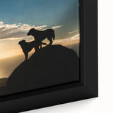 Close-up of a black wall art canvas featuring a textured, colorful European scenery, ideal for living room decor.