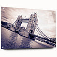 Acrylic print of London skyline in muted gray and blue tones, suitable for bedroom or dining room decor.
