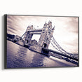 Black and white wall art of the London skyline on framed canvas, featuring vintage poster art style, ideal for bedroom decor.