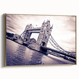 Framed canvas depicting a vintage-style London landscape in black and gold tones, ideal for bedroom wall art.