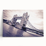 Black and white print of the London skyline on stretched canvas, suitable for kitchen wall art.