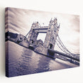 Side view of a stretched canvas featuring a detailed illustration of the London skyline in muted earth tones.