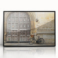 Large abstract wall art depicting Oxford's scenery in muted earth tones, framed in black acrylic.