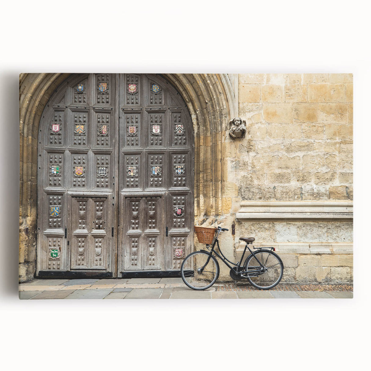 Black and white stretched canvas of Oxford scenery, ideal for kitchen wall art or bedroom ambiance.
