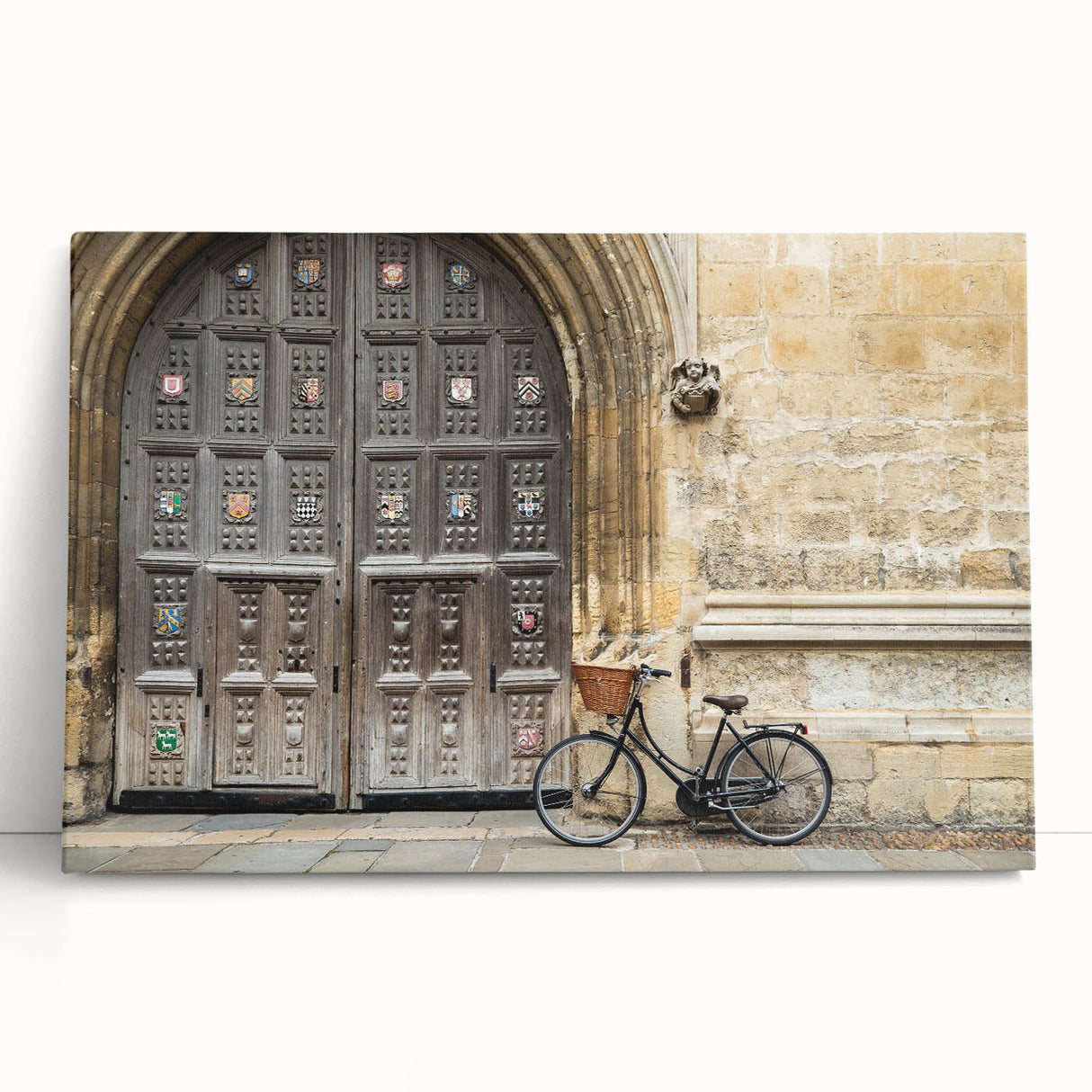 Black and white photograph of Oxford scenery on large stretched canvas, suitable for kitchen wall art.