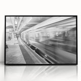 Large abstract wall art depicting Piccadilly, England in muted gray and blue tones on a framed acrylic.