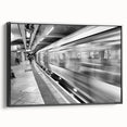 Black and white vintage poster art of Piccadilly, England on a framed canvas, suitable for bedroom wall decor.