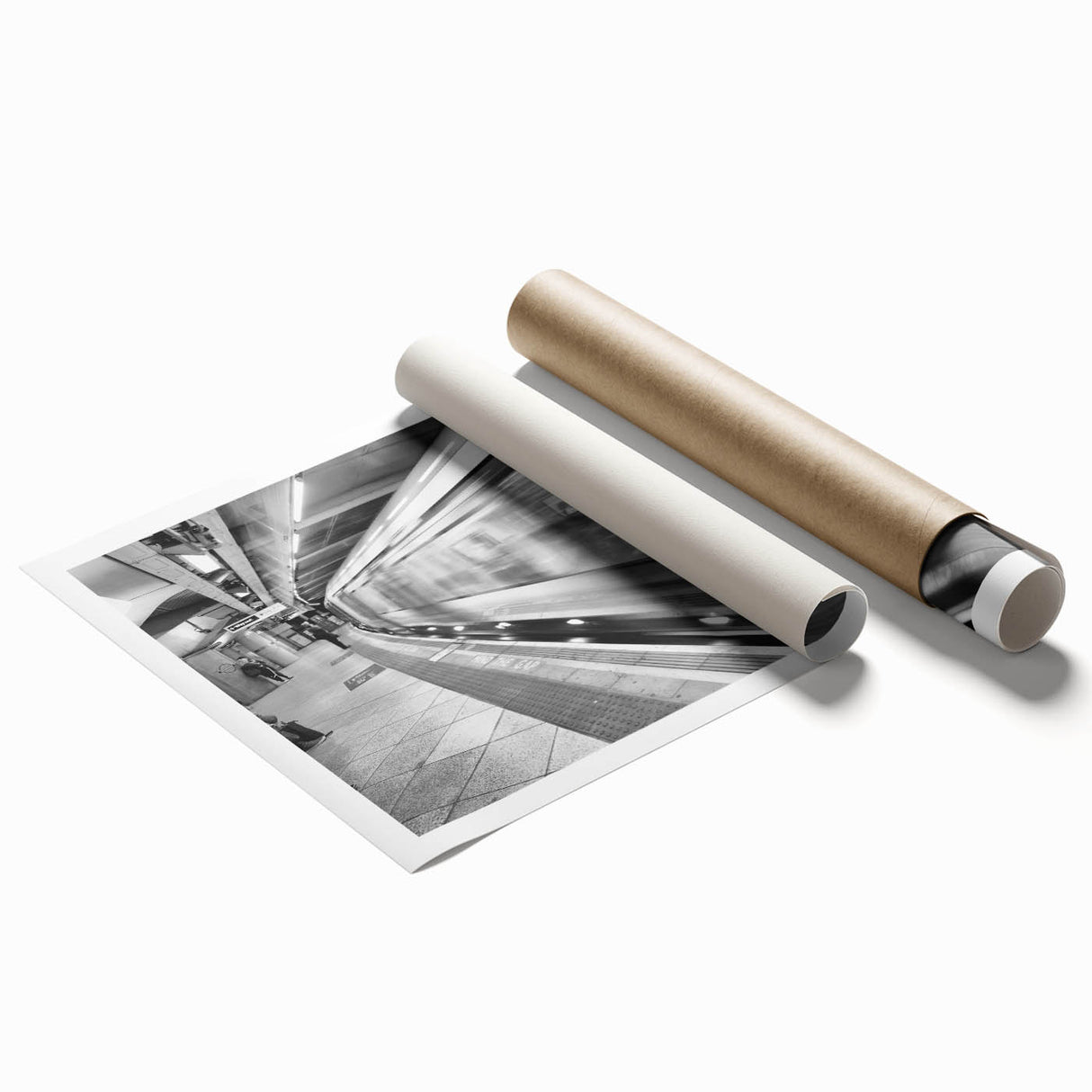 Extra large rolled print of Piccadilly, England, featuring floral elements in soft pastel tones.