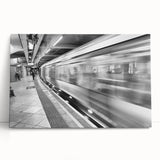 Black and white large art print of Piccadilly Circus on stretched canvas, suitable for kitchen wall art.