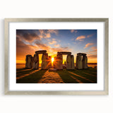 Extra large framed print of abstract Stonehenge in textured gray tones, ideal for living room decor.