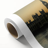 Art Deco poster of the Thames River in muted blue and gray tones on rolled canvas, ideal for nursery wall art.