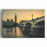 Black and white canvas print of the Thames River in England, suitable as large kitchen wall art or bedroom decor.