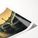 Extra large wall art featuring line art flowers and a Thames River scenery, printed on rolled canvas.