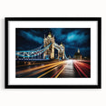Extra large abstract art print of Tower Bridge in vibrant colors on textured canvas, ideal for living room decor.
