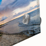 Large abstract wall art of European scenery in Estonia on acrylic glass, featuring mid-century modernist elements.